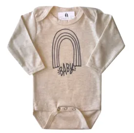 Roman & Leo - Rainbow Baby Long-Sleeve Baby Onesie in Oatmeal