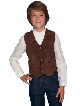 Scully Leather Kids Boys Expresso Boar Suede Western Vest L