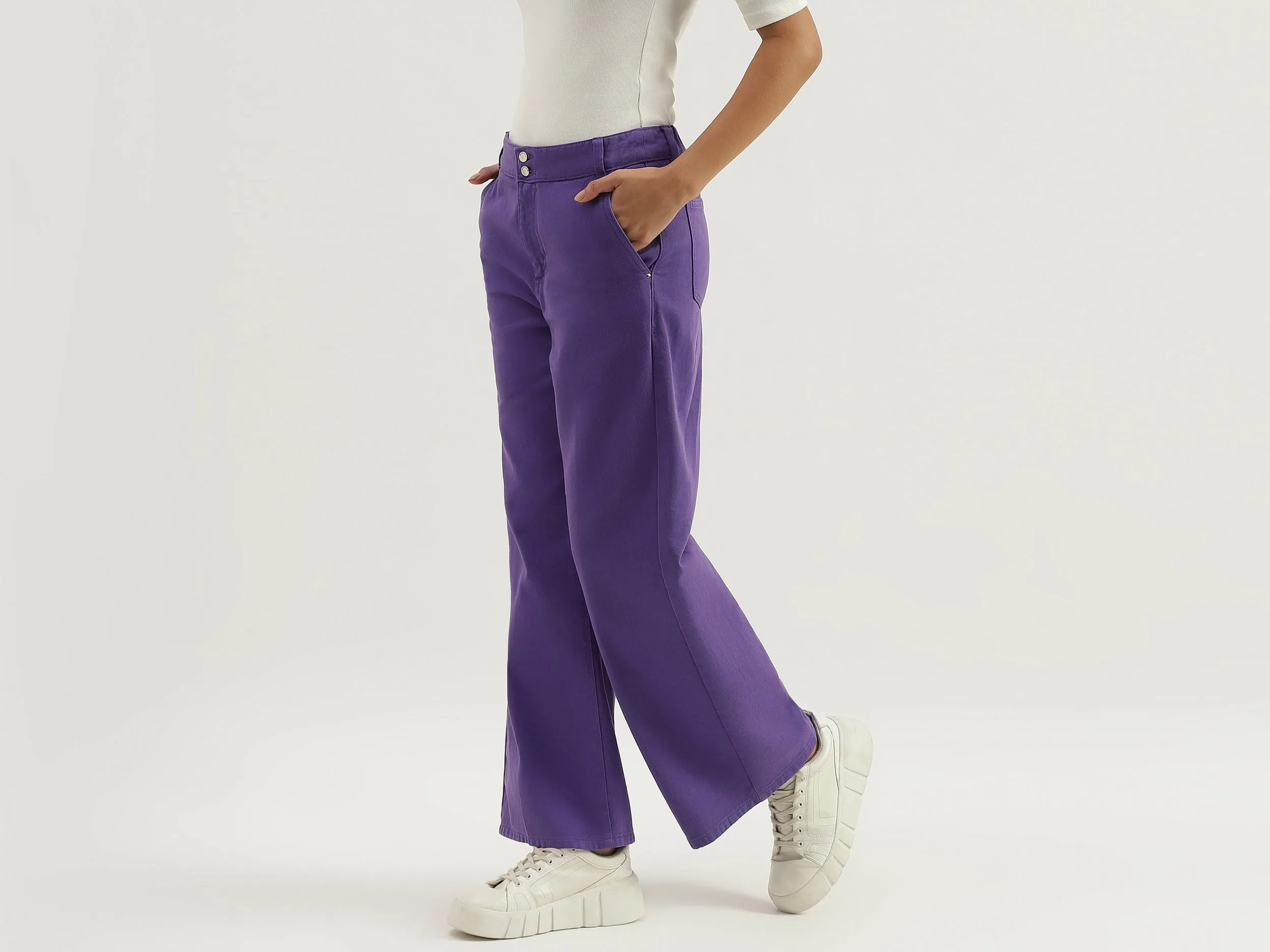 Solid Mid Rise Trousers
