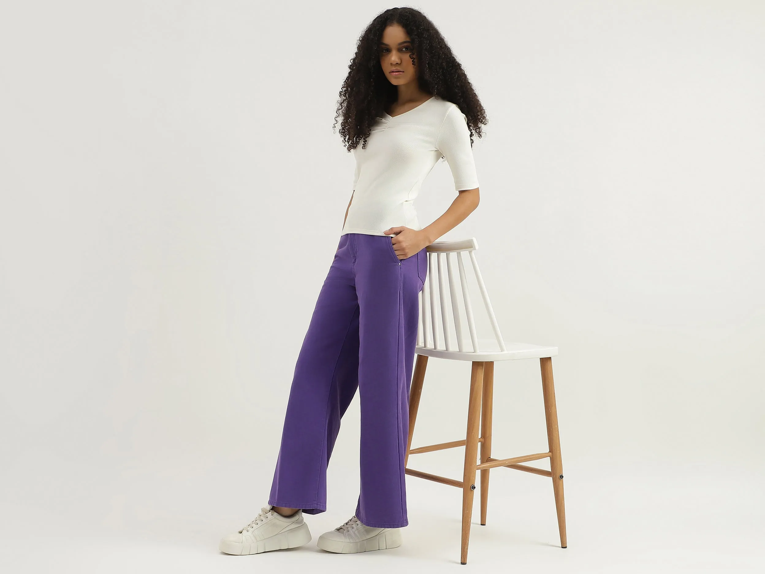 Solid Mid Rise Trousers