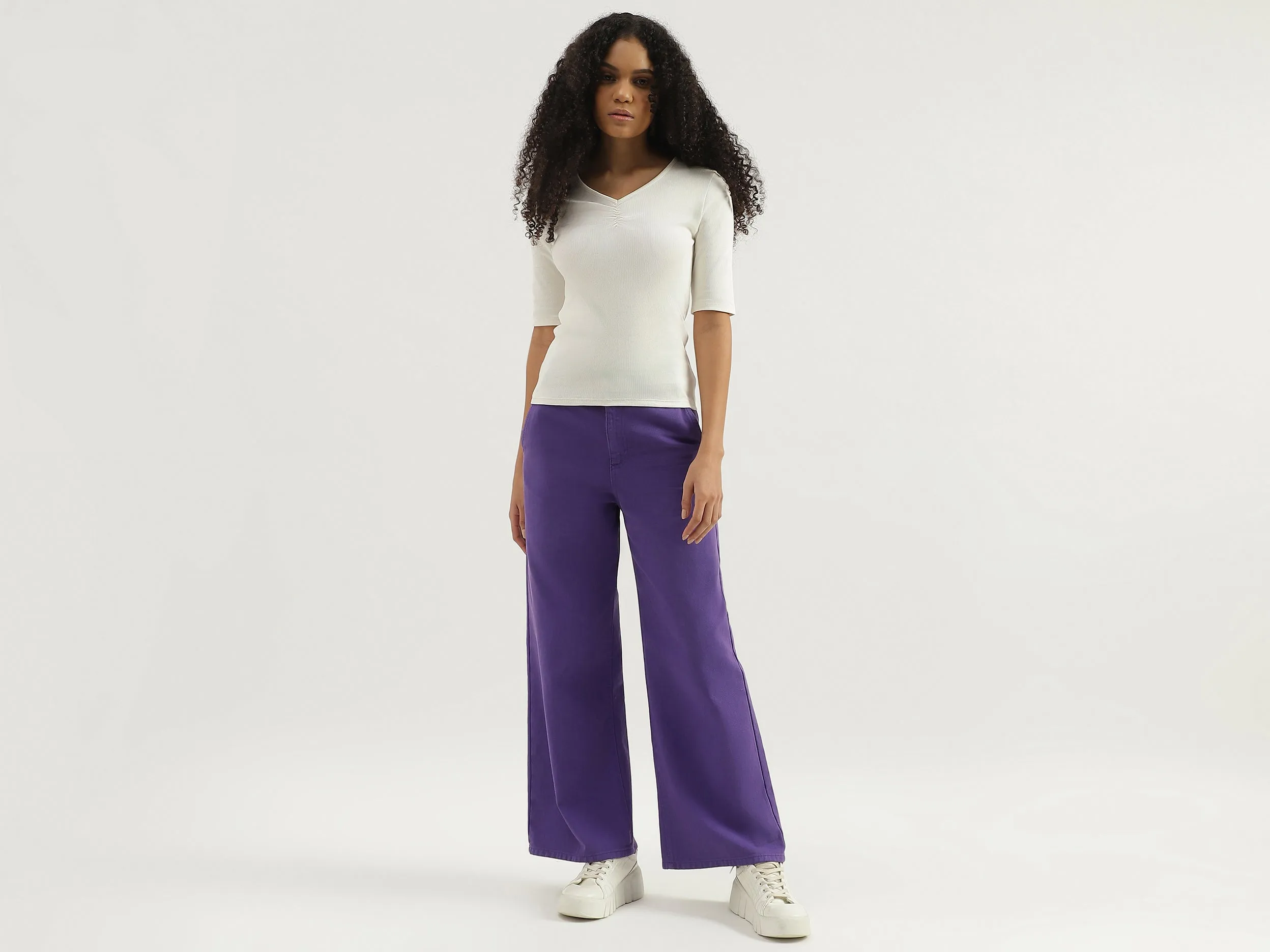 Solid Mid Rise Trousers