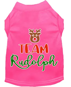 Team Rudolph Screen Print Dog Shirt Bright Pink Xs